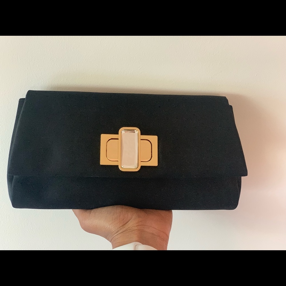 Saks 5th Avenue satin clutch - black